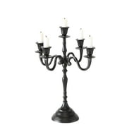 Hamptons Five Candle Candelabra, Rustic Black Finish, Centerpiece, Hand Crafted of Cast Aluminum Nickel, Over 1 FT High, (15 3/4 Inches)