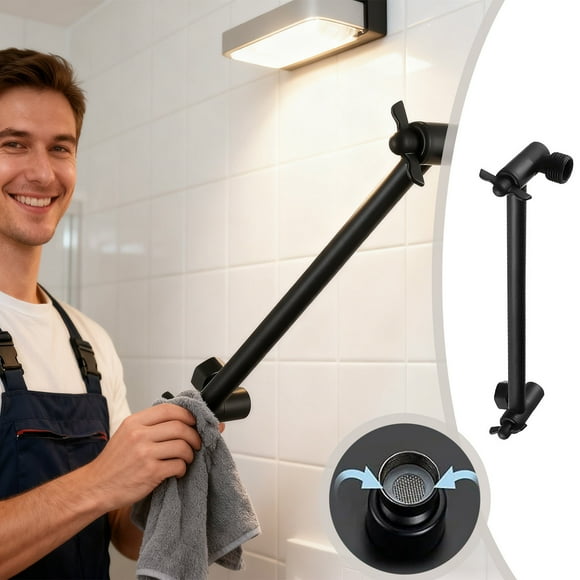 Universal Adjustable Shower Head Extension Arm 12 Inch Solid Brass Extender for Customized Height and Angle Adjustment