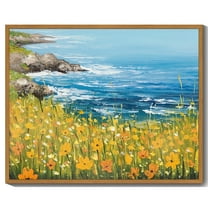 Drsoum Landscape wildflowers Wall Art seascape Wall Prints Farmhouse Kitchen Bathroom Office Decor - 8x10in Nature Framed