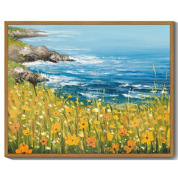 Drsoum Landscape wildflowers Wall Art seascape Wall Prints Farmhouse Kitchen Bathroom Office Decor - 8x10in Nature Framed