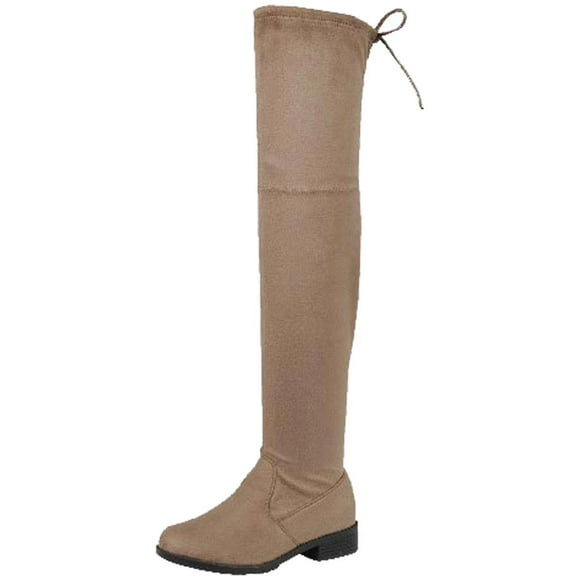 Forever Link Women's Over The Knee Thigh High Flat Boot (9 B(M) US, Taupe)