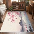 Cherry Blossom Asian Area Rug, Oriental Floral Pattern Carpet, Washable ...