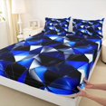 thumbnail image 5 of Castle Fairy Futuristic Cubes Triangle Facet Bed Sheets 4-Piece,Mid Century Polygon Full Size Sheets,Royal Black Silver,1 Flat Sheet, 1 Fitted Sheet and 2 Pillowcases, 5 of 7