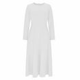 thumbnail image 6 of ZQUUVOU Women's Vintage Cocktail Dresses Long Sleeve Round Neck Casual Knee Length Outfit with Side Pockets White, 6 of 7