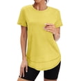thumbnail image 6 of GIPQJK Tshirts for Women Short Sleeve Crew Neck Loose Basic Tee Tops Drop Shoulder Summer Casual Solid Fashion Shirts,Yellow XL, 6 of 8