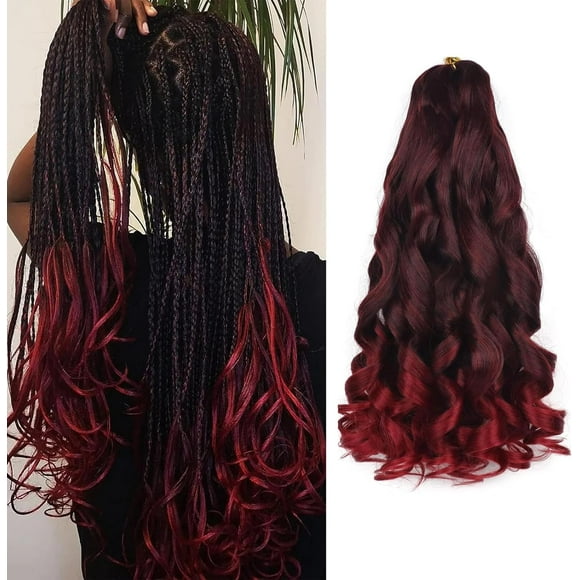 shiyou-French Curly Braiding Hair 18 Inch 5 Packs French Curl Braids Pre Stretched Bouncy Braiding Loose Wavy Braid Synthetic Hair Extensions For Women (TBUG, 18inch)
