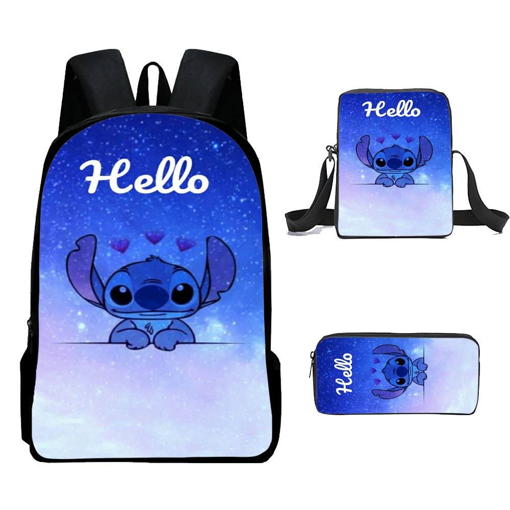 New Lilo & Stitch School Backpack Pencil Bag Messenger Bag ThreePiece