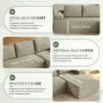 thumbnail image 6 of 96" L-Shaped Sectional Sofa, Oversized Modular Corduroy Couch with Chaise Lounge & 2 Throw Pillows, No Assembly Convertible Corner Sofa for Living Room Apartment,Camel, 6 of 9