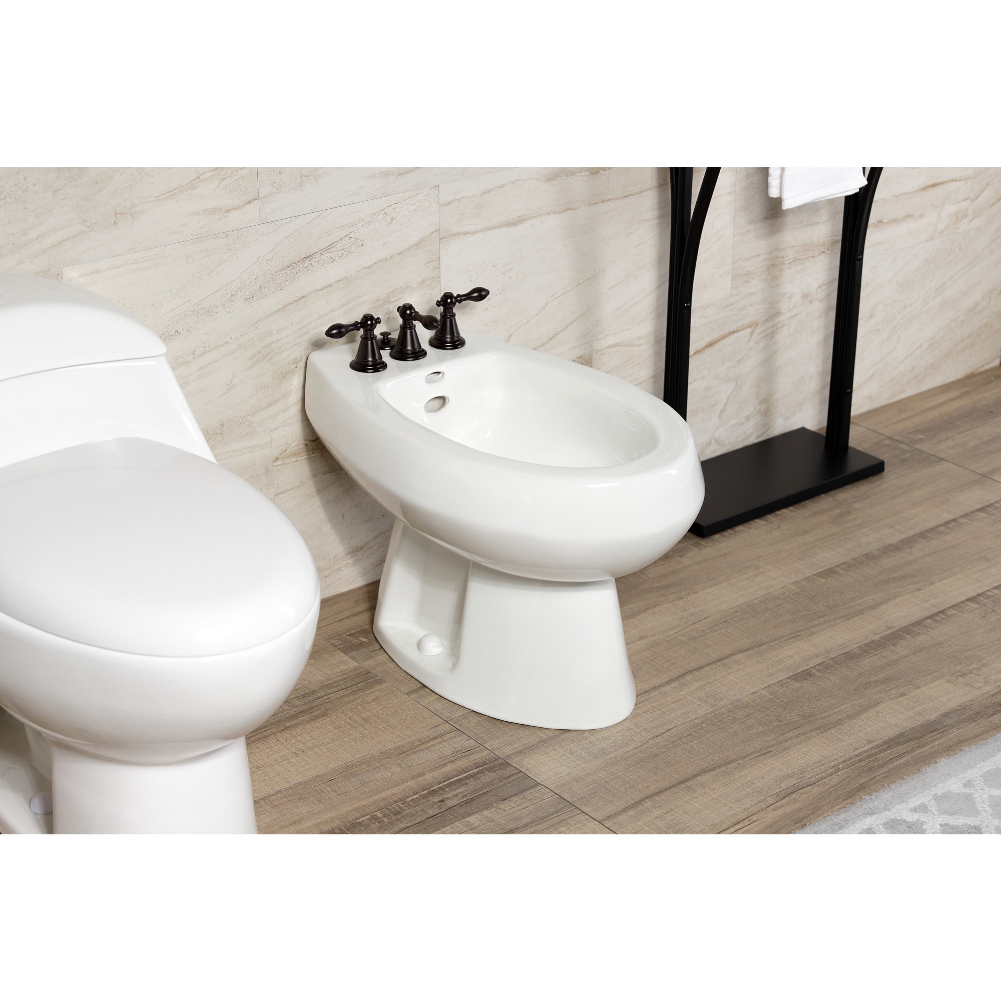 Kingston Brass KB325AL Victorian Three-Handle Bidet Faucet with Brass Pop-Up, Oil Rubbed Bronze