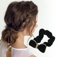thumbnail image 2 of Unique Bargains 1 Pc Bow Rhinestone Scrunchies for Home Black, 2 of 5