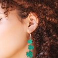 thumbnail image 4 of St. Patrick's Day Drop Earrings for Women - Dangling Three Leaf Shape Pattern, Green Irish Festival Earrings for Holiday Outfits and Saint Patrick's Day Gift, 4 of 5
