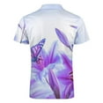 thumbnail image 5 of Purple Butterfly Men Zipper T-shirt Summer Casual Short Sleeve T-shirt Top, 5 of 7