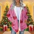 thumbnail image 2 of successthop Cozy Cardigans for Women Flannel Fuzzy Coat with Pockets Long Sleeve Hooded Streetwear Heart Outwear Pink S, 2 of 5