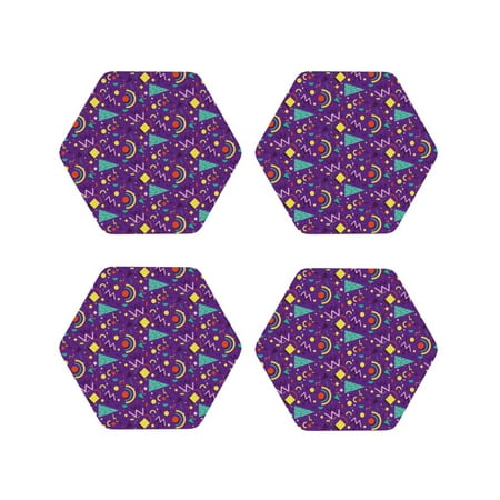 

Leather Coasters with Heat-resistant for Drinks Retro 80s Style -标题2 Hexagon