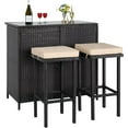 thumbnail image 4 of Suncrown 3 Pcs Wicker Bar Set with Cushioned Stool and Patio Bar, Brown, 4 of 6