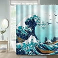 thumbnail image 2 of Great Wave Shower Curtain Japanese Kanagawa Ocean Waves Blue Decorative Bath Curtain 72 x 72 Inch Polyester Fabric Waterproof Bathroom Curtain with 12 Hooks, 2 of 6
