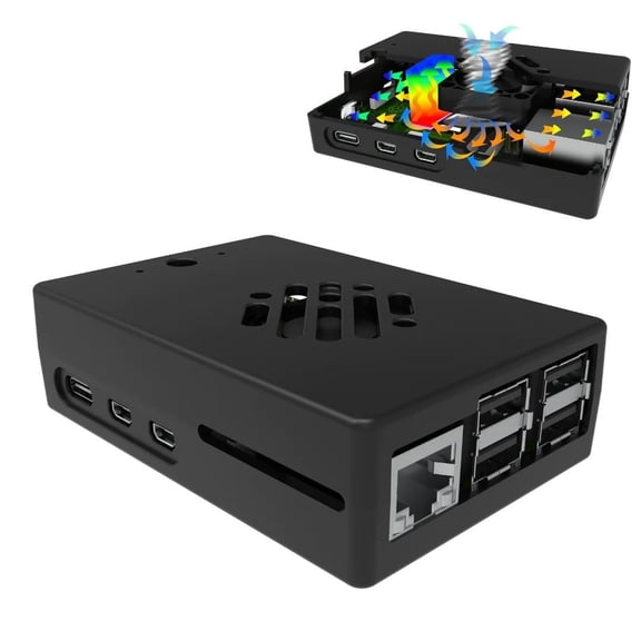 Vilros Raspberry Pi 5 Compatible Aluminum Alloy Case with Passive & Active Cooling Black