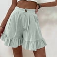 thumbnail image 4 of XFLWAM Womens High Waisted Wide Leg Shorts Summer Beach Lightweight Ruffle Hem Flowy Short Pants with Pockets Mint Green XXL, 4 of 7