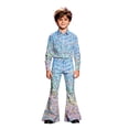 thumbnail image 4 of RUTAYY Girls Flare Pants Iridescent Round Sequins Print Full Waist Button Zipper Fly Stage Performance Bottoms Mint Green, 4 of 7