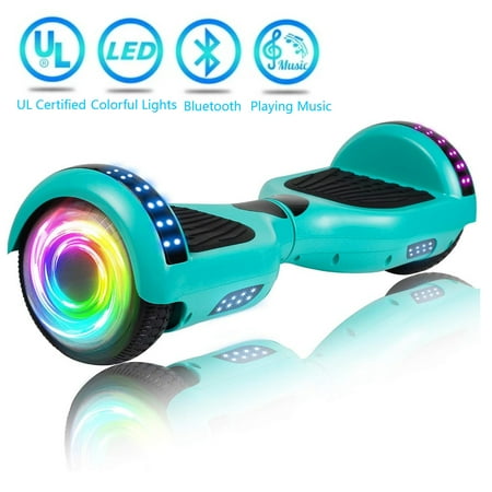Hoverboard with Bluetooth and LED Lights 6.5" Two-Wheel Self Balancing Electric Scooter for Kids and Adults, Green