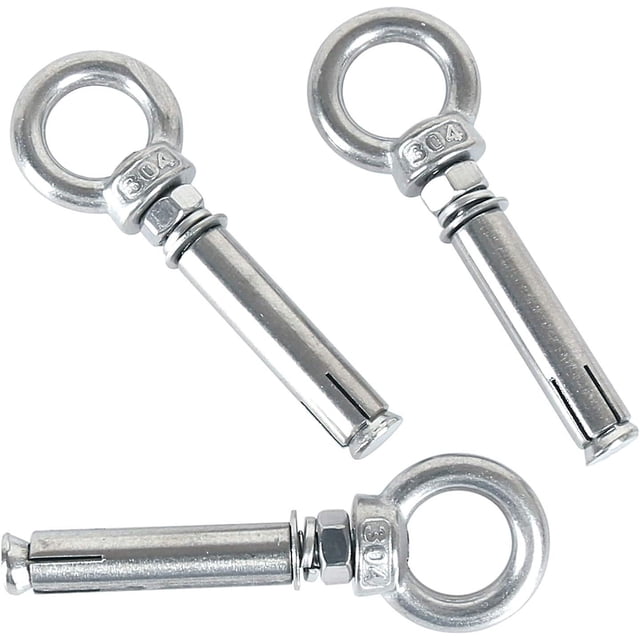 Pernos de expansión M8 x 80 mm, manga de acero, cáncamo, acero inoxidable 304, anclaje de expansión para hormigón, tornillos de ojo, pasadores, pernos, paquete de 2 Rojo Verde Cocina, Decoración y Otros