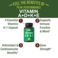 thumbnail image 2 of Peak Performance Vitamins D 5,000 iu + A + K + E All in 1 Easy to Swallow Capsule. ADK Vitamin Supplement with E D3 K2. Essential Vitamins for Mood, Immune, Bone, Vision, Heart, 2 of 7