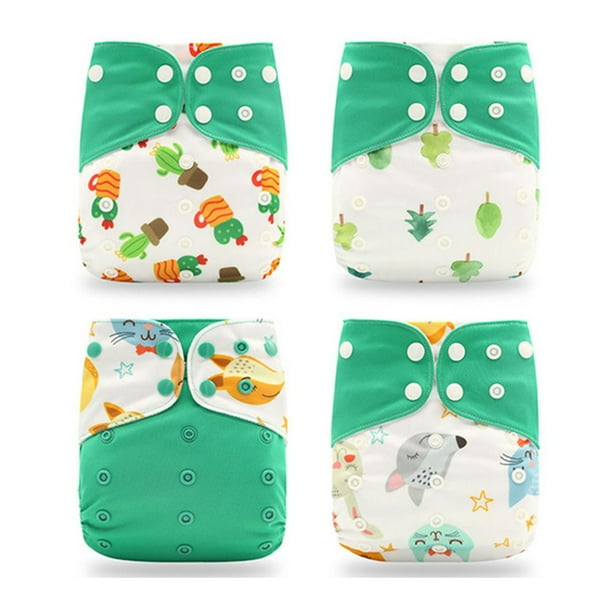 Paquete de 4 pañales de entrenamiento para bebés Pañales lavables impermeables Impresión ajustable A prueba de fugas Recién nacido Aprendizaje Envoltura de enfermería Tipo 2 seitruly BA000363-02