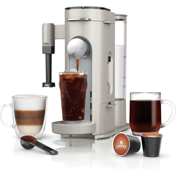 JHLMM Compact Coffee Maker with Built-In Frother Stone 6 to 24 Ounce Brews