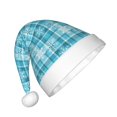 thumbnail image 2 of Honeii blue plaid Snowflake Print Hat Santa Claus Hat For Xmas Party, Christmas Caps For Boys Girls Child,Christmas Beanie, 2 of 6
