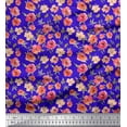 thumbnail image 1 of Soimoi Blue Poly Georgette Fabric Leaves & Blooming Camellias Floral Print Fabric By the Yard 42 Inch Wide, 1 of 3