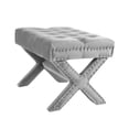 thumbnail image 2 of Inspired Home Quinn Velvet Button Tufted Nailhead Trim Ottoman Bench, 2 of 7