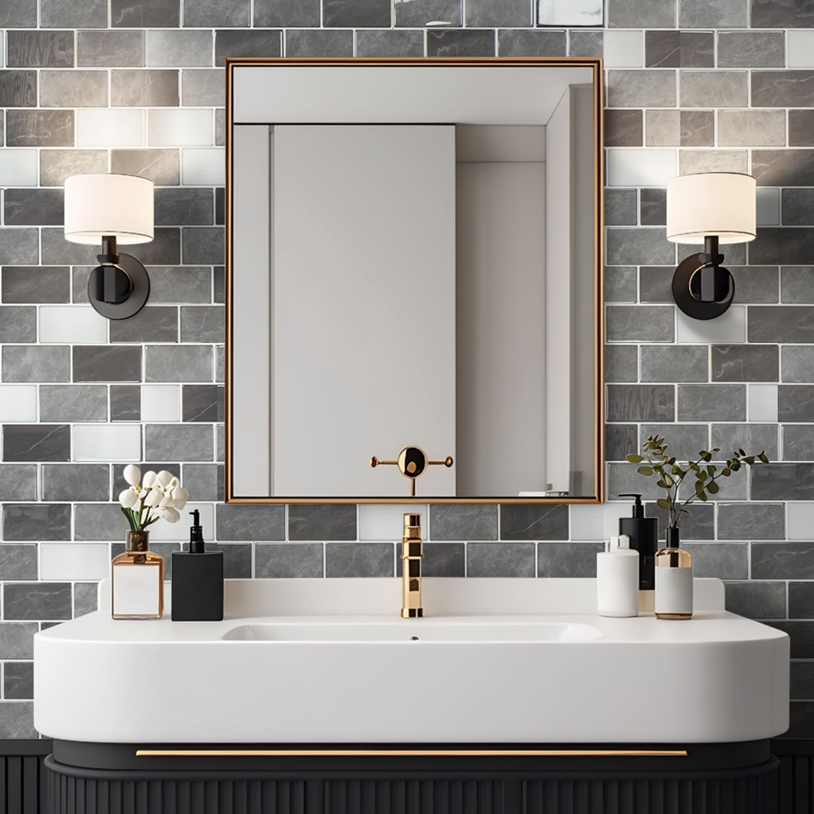 Peel And Stick Granite Wall Tiles - 12"x12" Thicker Design Backsplash  Self-adhesive Tile For Kitchen & Bathroom Decor