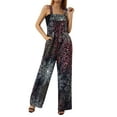 thumbnail image 4 of Arvbitana Women's Strap Overalls Jumpsuits Casual Summer Boho Print Baggy Overalls Bib Wide Leg Jumpsuits with Pockets, 4 of 9