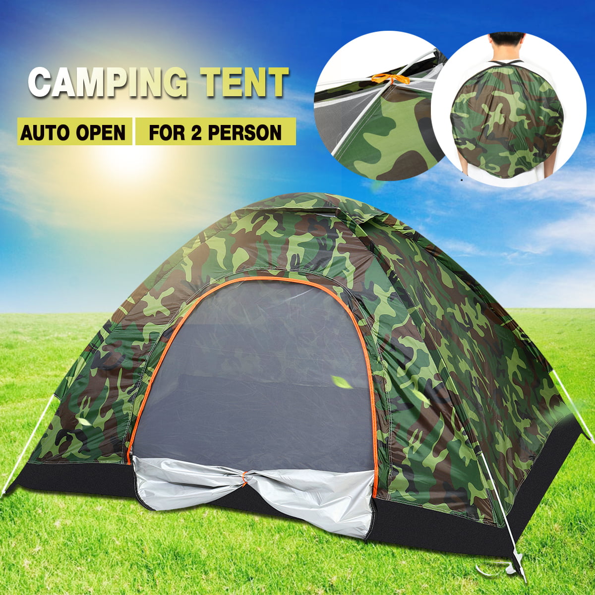 1-2 Person Family Tent Camping Backpacking Hiking Traveling Fishing Shelter Camo 