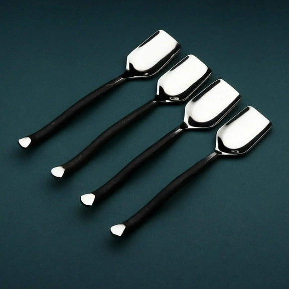Twig Design Burnt Black Stilton Scoop Spoon 4 Pcs. Set