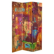 Oriental Furniture 6 ft. Tall India Double Sided Canvas Room Divider - 3 Panel