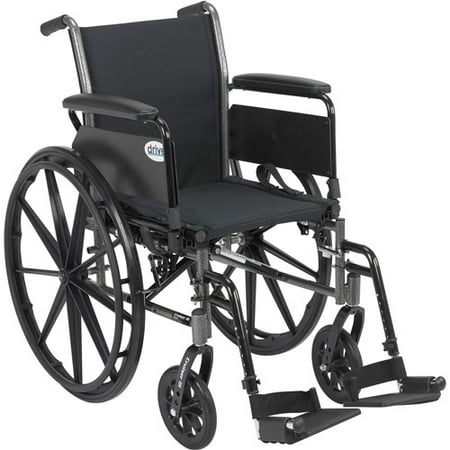 Drive Medical Cruiser III Light Weight Wheelchair with Flip Back Removable Full Arms and Swing Away Footrest