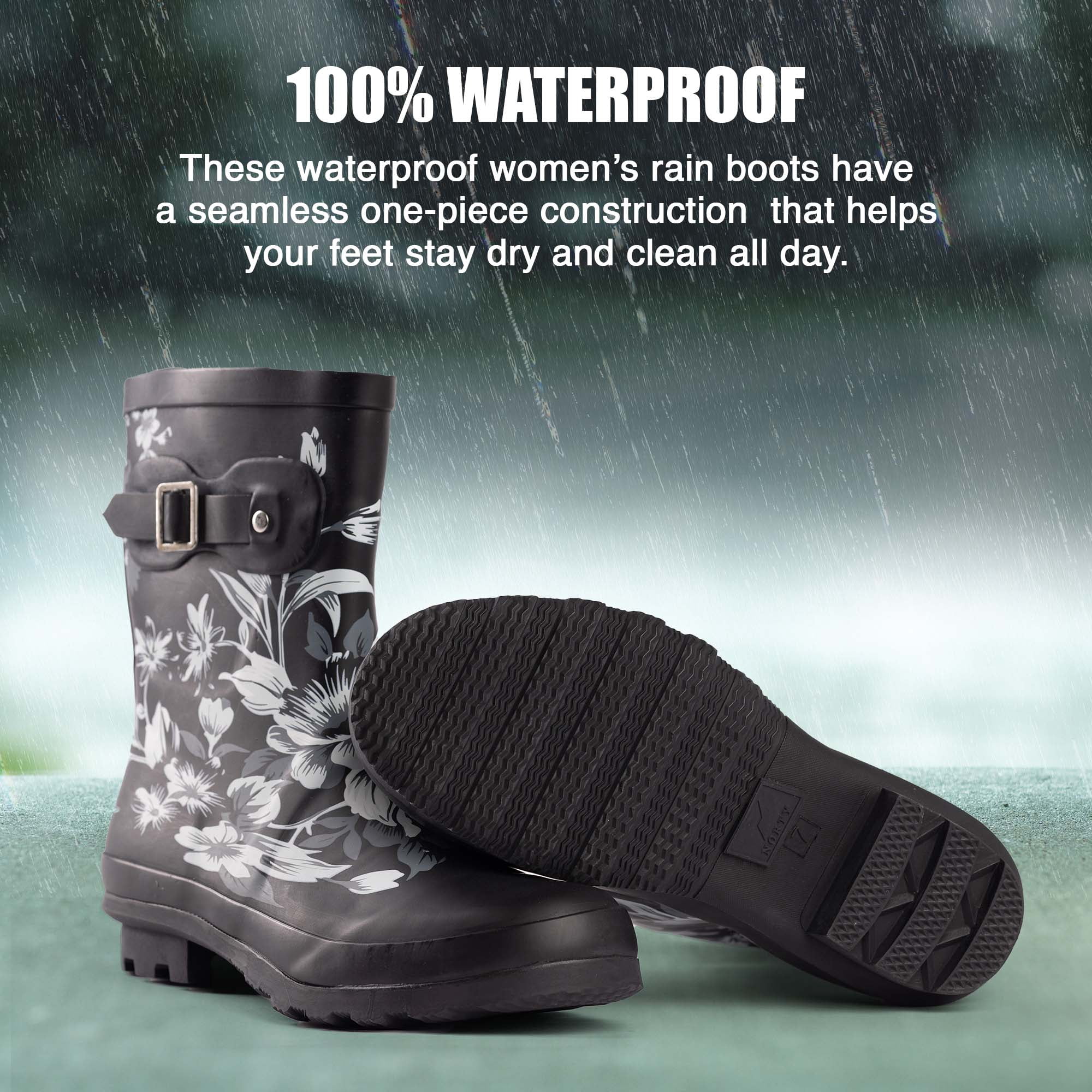 NORTY Womens Ankle-High Rain Boots 9 inch Female Snow Boots