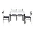 thumbnail image 5 of Fithood [110 x 70 x 76cm] Iron Glass Dining Table and Chairs Black One Table and Four Chairs PU Cushion, 5 of 5