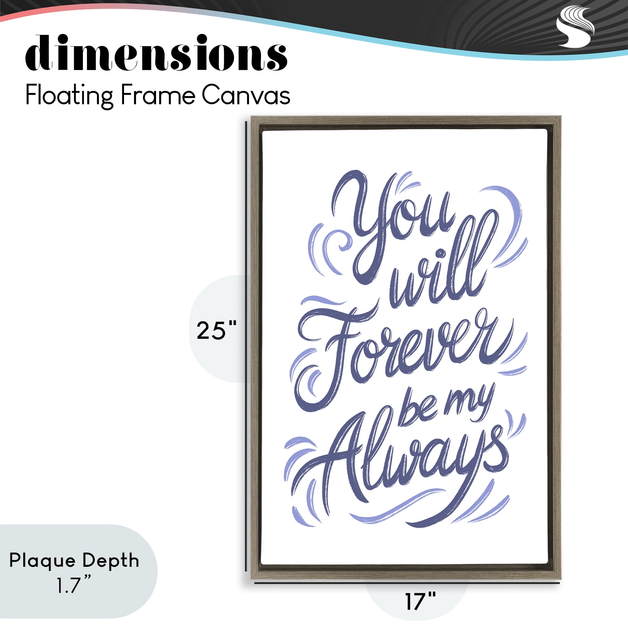 Stupell Industries Forever Be My Always Brown Framed Floater Canvas Wall Art, design by Martina Pavlova