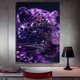 thumbnail image 6 of Mudket Purple Crystal Rhinestone Leopard Canvas Wall Art, Luxury Glam Wildlife Trendy Wall Art Print Waterproof Canvas for Living Room Bedroom Apartment Home Decor, Framed Ready to Hang - 12"L x 8"W, 6 of 9