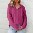 thumbnail image 6 of jtjvou Womens Waffle Knit Zip Up Hoodies 2025 Fall Casual Loose Fit Sweatshirts Lightweight Track Jackets with Pockets Pink XL, 6 of 9
