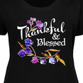 thumbnail image 4 of Inktastic Thankful and Blessed Inspirational Saying with Flowers Women's Plus Size T-Shirt, 4 of 5