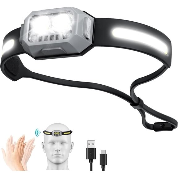 Headlamp Flashlight, 1000 Lumen Ultra-Light LED Rechargeable Headlight with 4 Modes and White Red Green Light, Waterproof Head Light for Camping Running Fishing Hiking, Adults and Kids (1Pack)