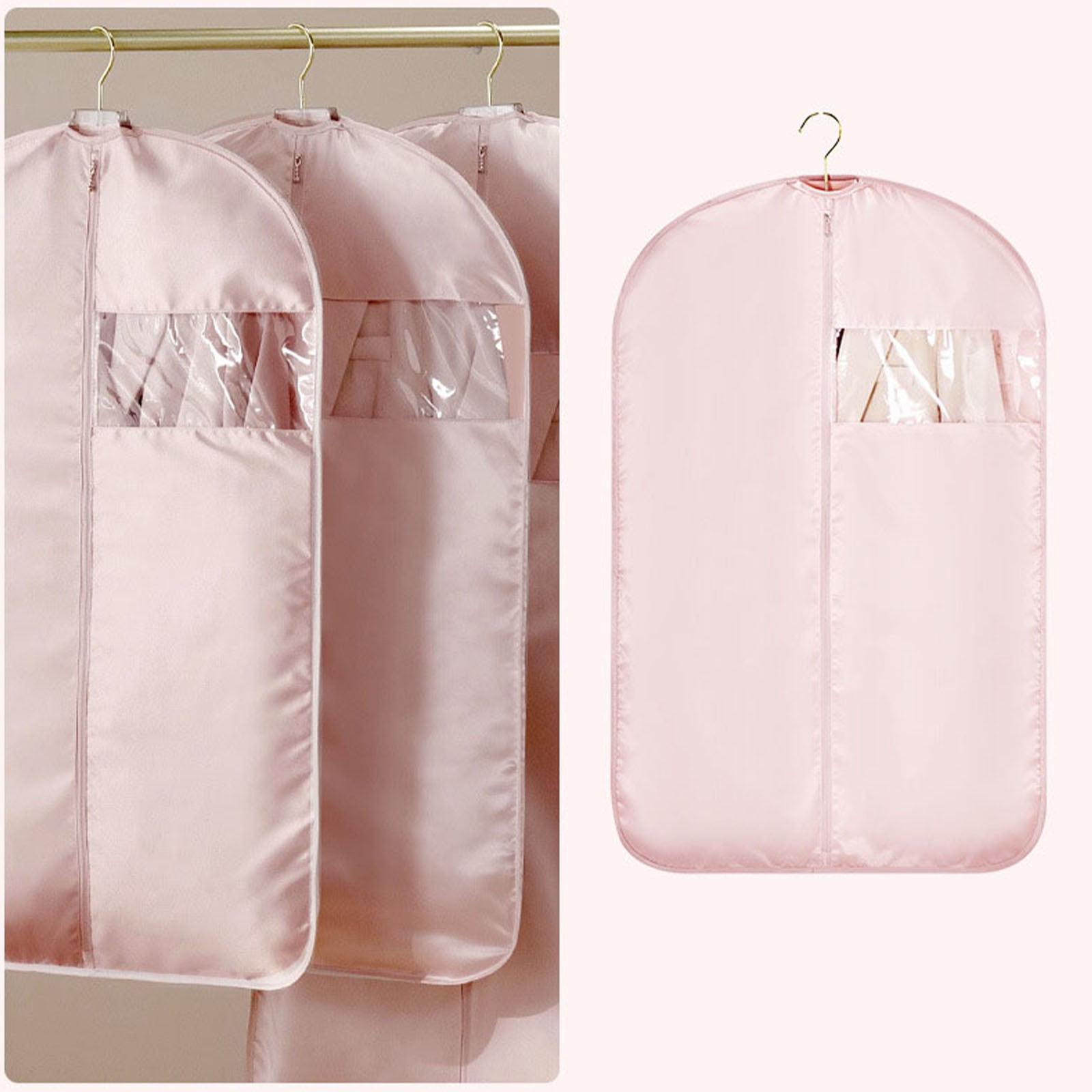 Weloille Hanging Clothes Cover for Long Coats, Breathable Fabric Dust Proof Storage Bag with Garment Protector, Ideal for Winter Jackets and Down Jackets, Home Organization Essential
