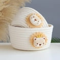 thumbnail image 4 of Animal Cotton Rope Storage Basket Woven Finishing Basket Debris Porch Cartoon Lion Cotton Thread Storage Box-Beige Crown lion, 4 of 4