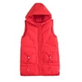 thumbnail image 1 of Gibobby Chamarra acolchada para mujer, Chaleco largo para mujer, acolchado de invierno, con capucha, sin mangas, con cierre, para exteriores, chamarra larga, chaleco(Rojo,M), 1 of 4