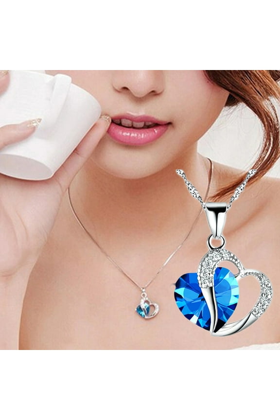Pendant Necklace Cubic Zirconia Inlaid Jewelry Gift Heart Shape Women Pendant Necklace for Daily Life