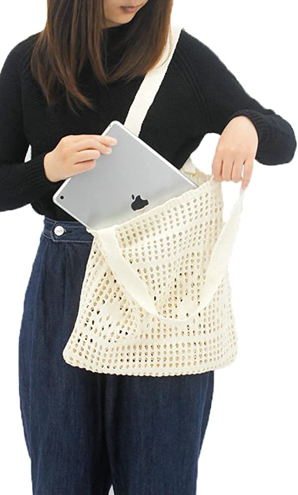 CoCopeaunts Summer Beach Bag, Women Hollow Knitted Bag Fashion Large Crochet Shopping Shoulder Bag Handbag Vacation Purse