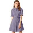 thumbnail image 1 of INSPIRE CHIC Robe Chemise Décontractée à Manches Courtes Unie pour Femmes, 1 of 6